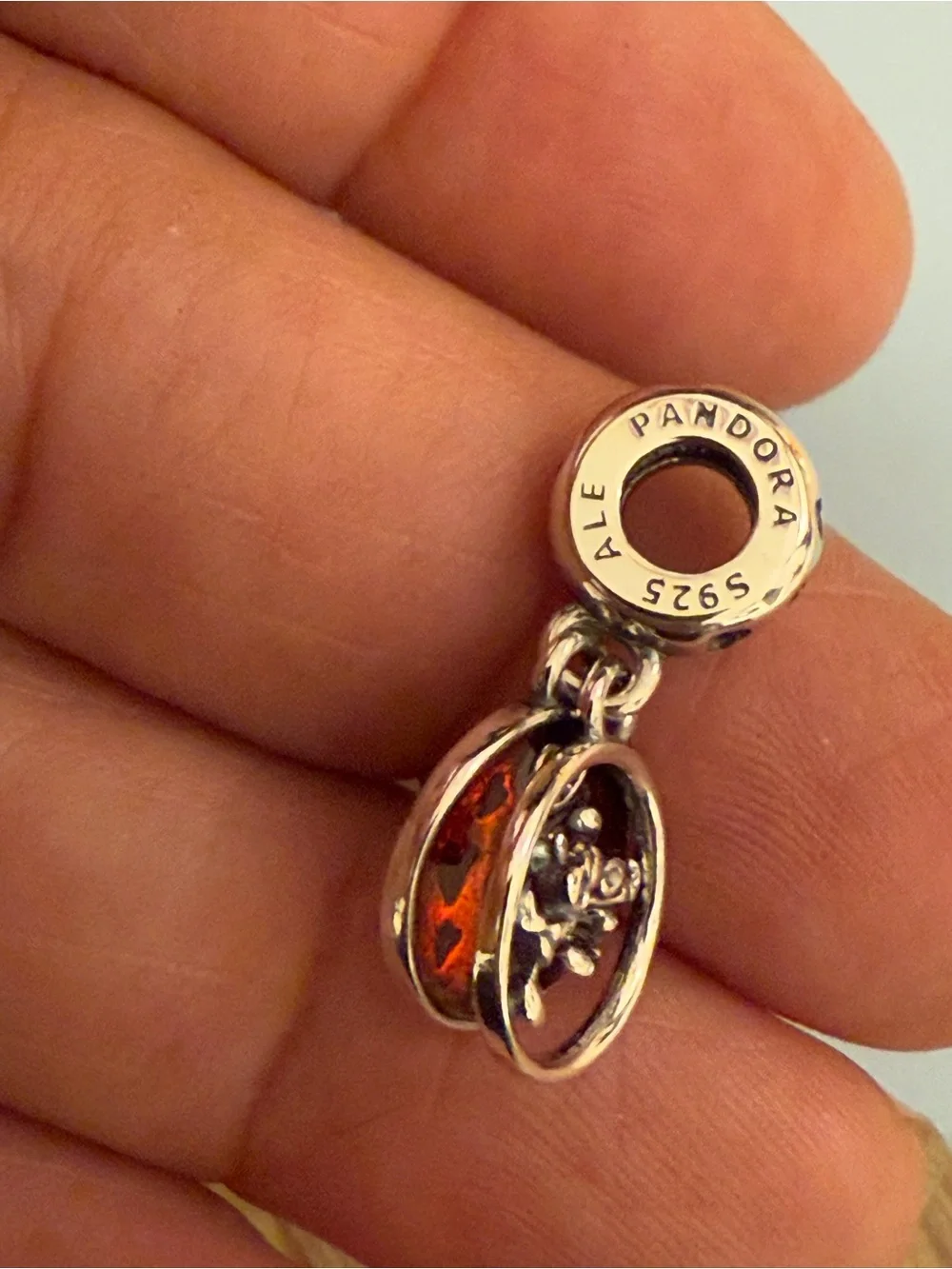 Pandora Red Heart Glitter Dangle Charm
